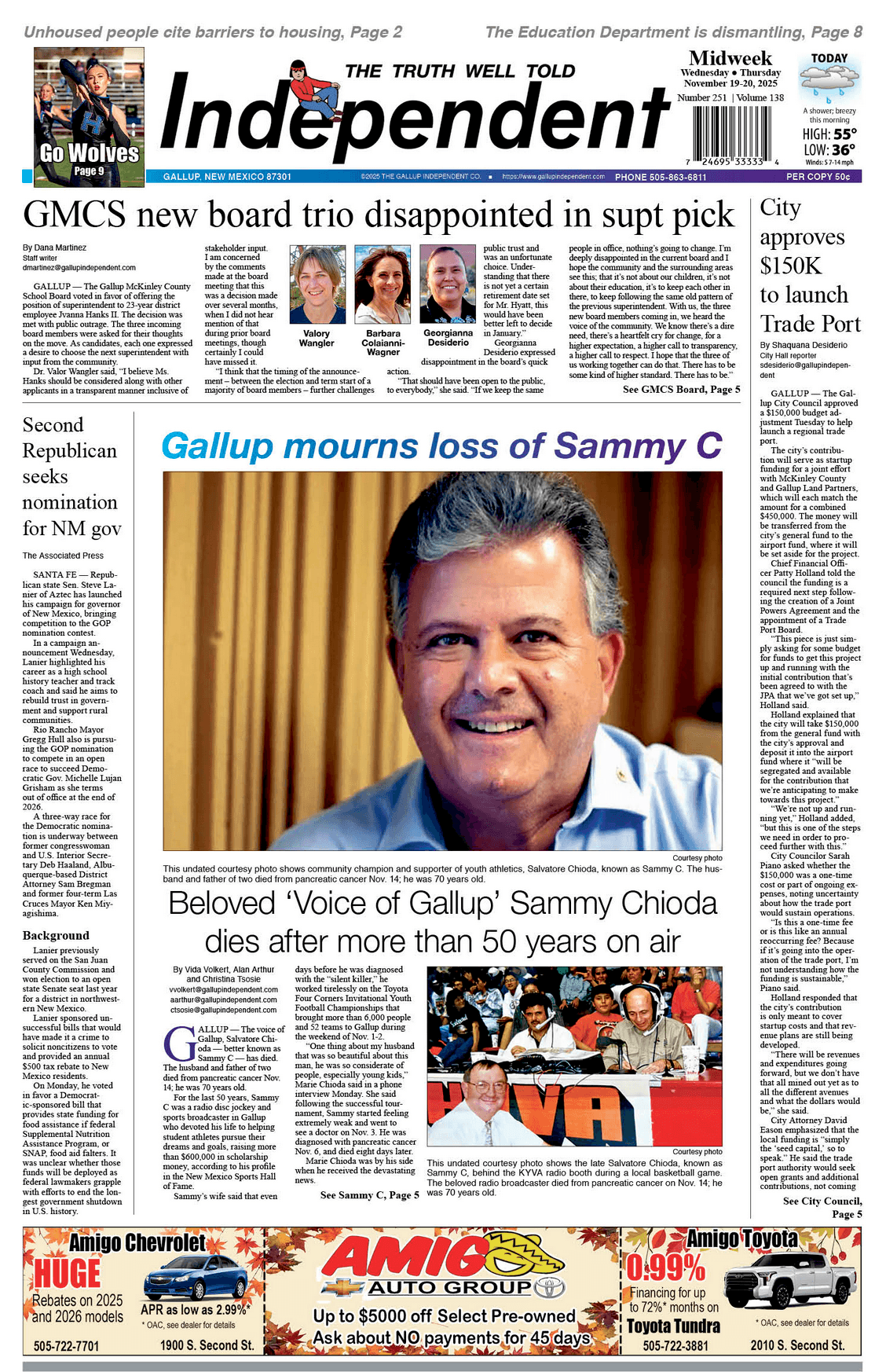 Gallup Independent Posts Front Page Image, Aggregates Local Coverage
