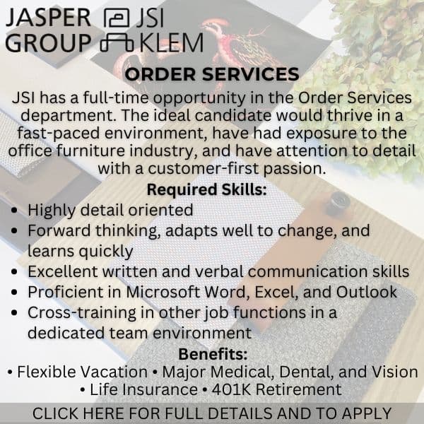 Jasper Group Posts Order Services Jobs, Opportunities for Jasper Residents