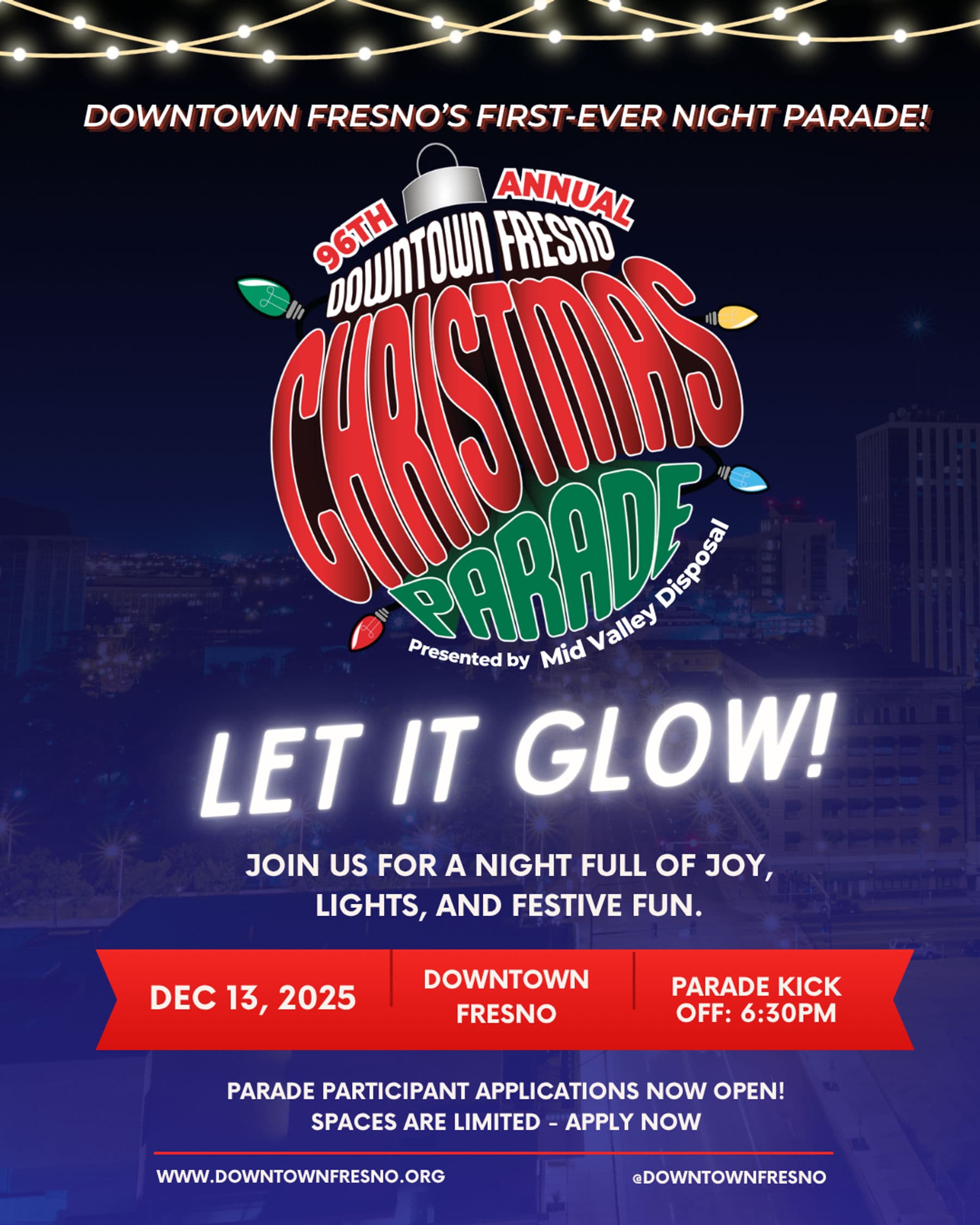 Fresno's 96th Downtown Christmas Parade Moves to Night, Lights