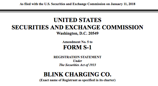 Blink Charging Files Offering, Lists Bowie Address in SEC Filing