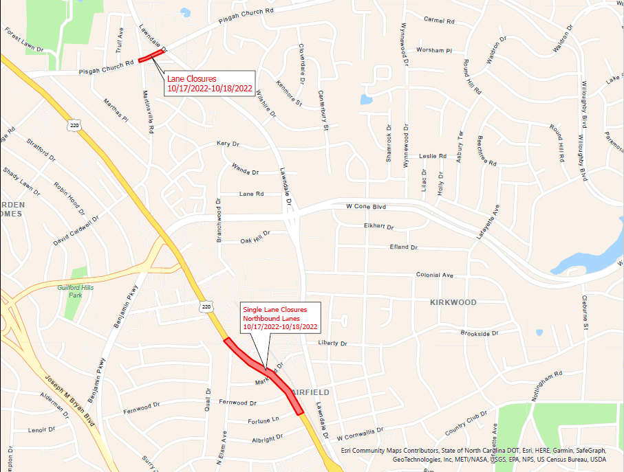 Lane Closures on Pisgah Church Road Affect Guilford County Commuters