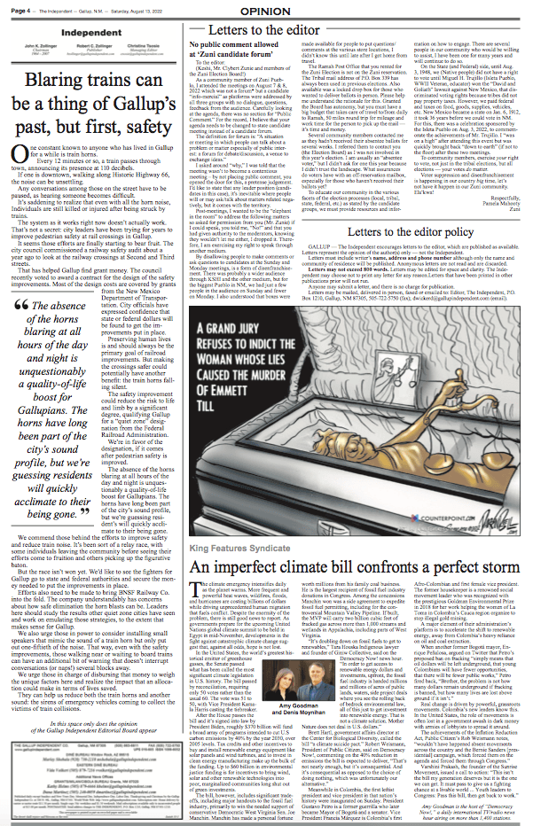 Gallup Independent Clarifies Letters to the Editor Rules, Encourages Participation