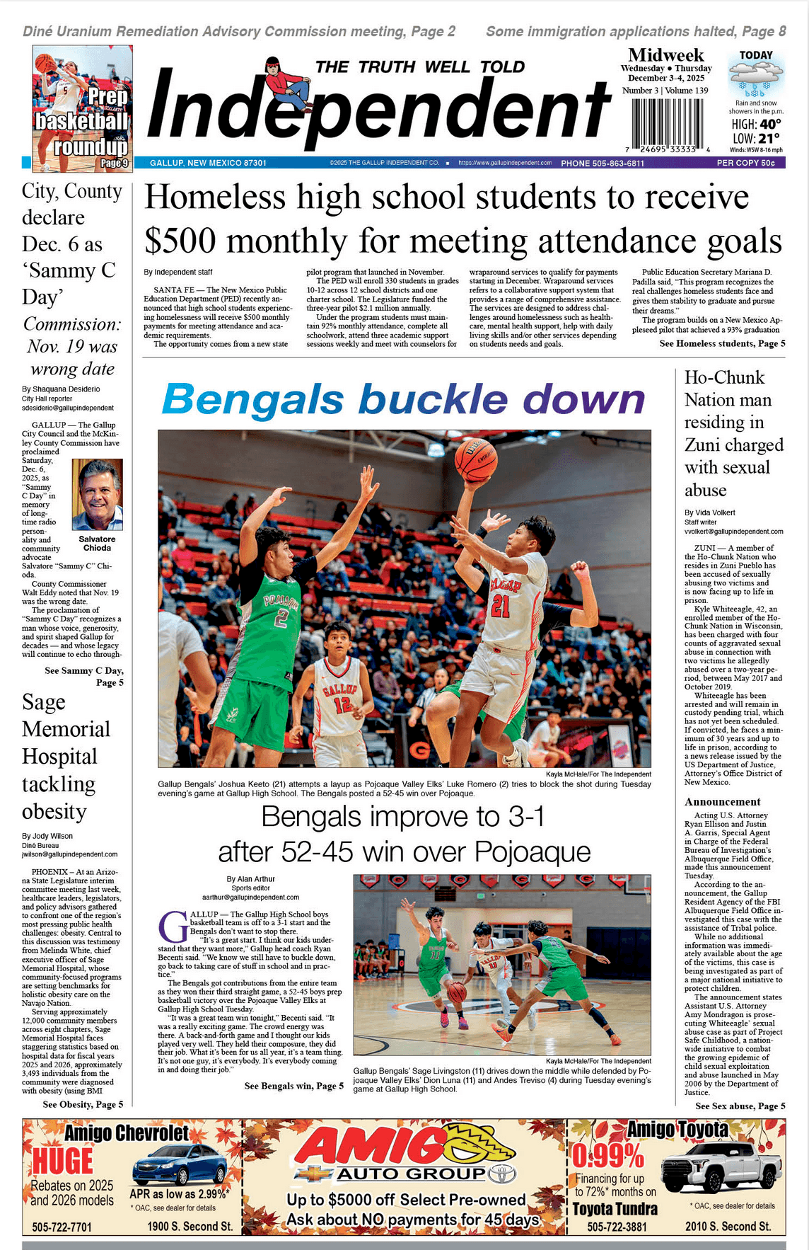 Local daily posts front page online, full stories reserved for subscribers