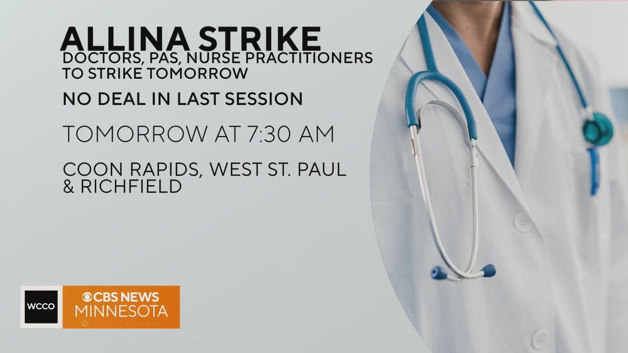 Allina Health Clinicians Plan One-Day Strike Wednesday, CBS Reports