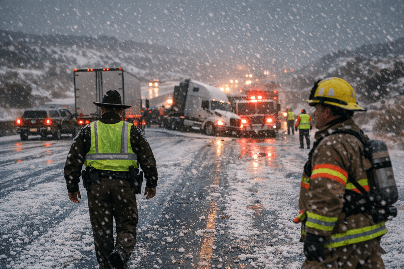 Winter Graupel and Hail Close I-40 West of Albuquerque