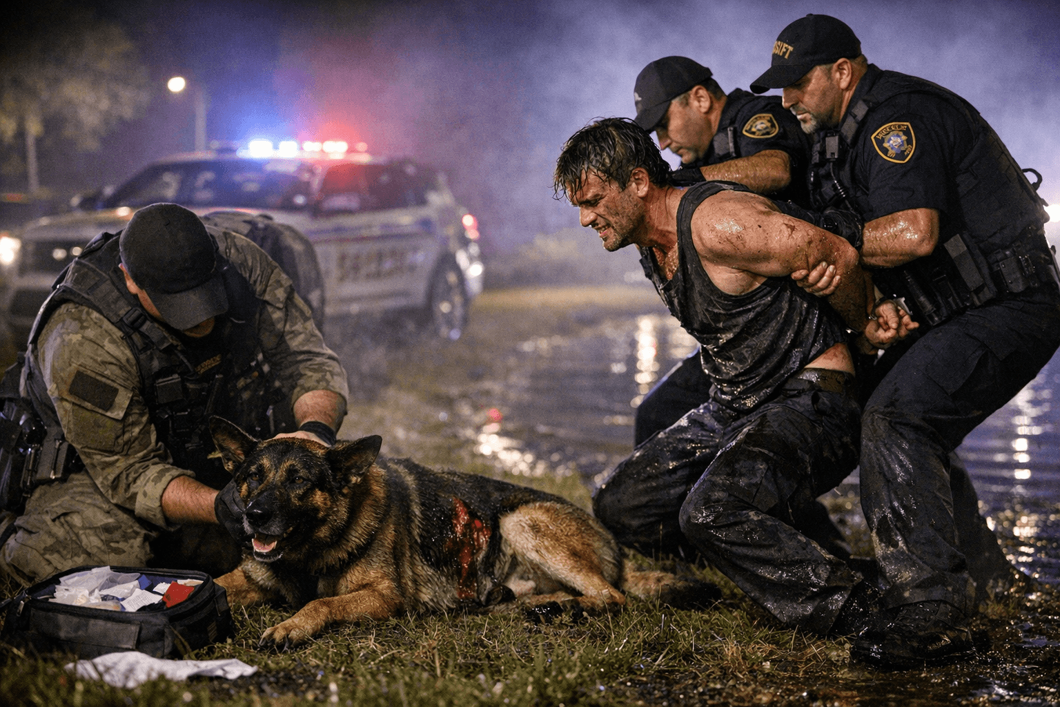 Harris County deputies detain suspect after K-9 Ghost injured