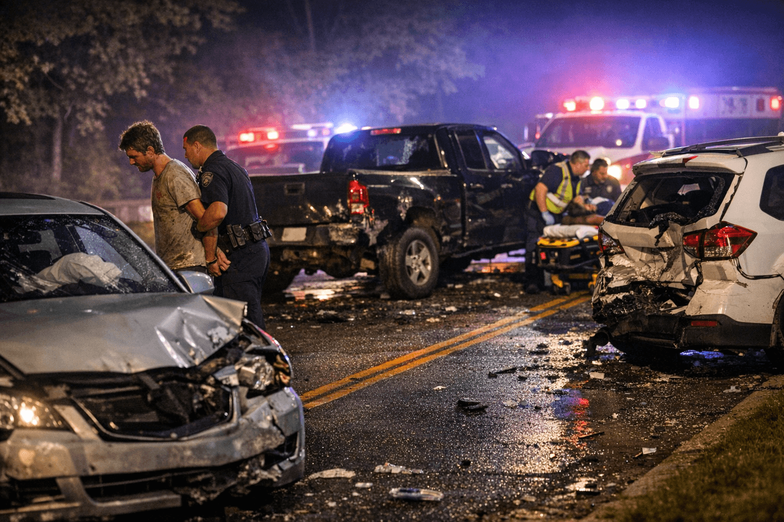 DUI suspect crashes three vehicles on Cornett Hill Drive