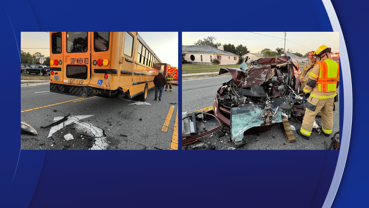 SUV Driver Hospitalized After Collision With School Bus in Hernando County