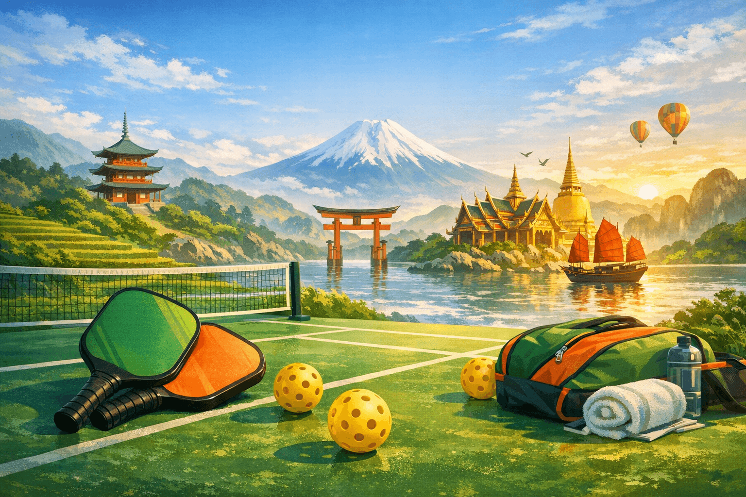 Pickleball in Asia background