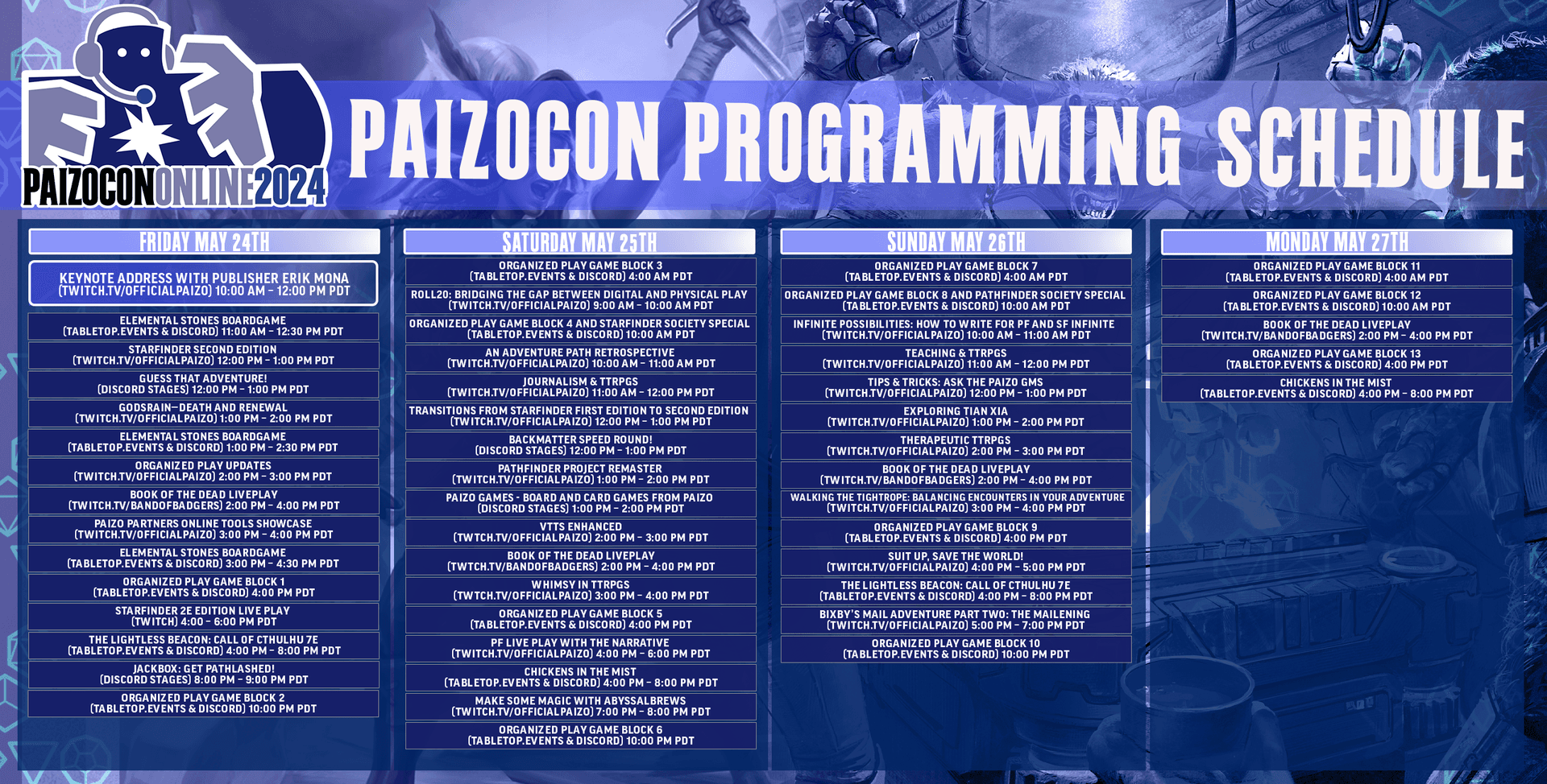 Paizo Releases PaizoCon Schedule, Panels, And Organized Play