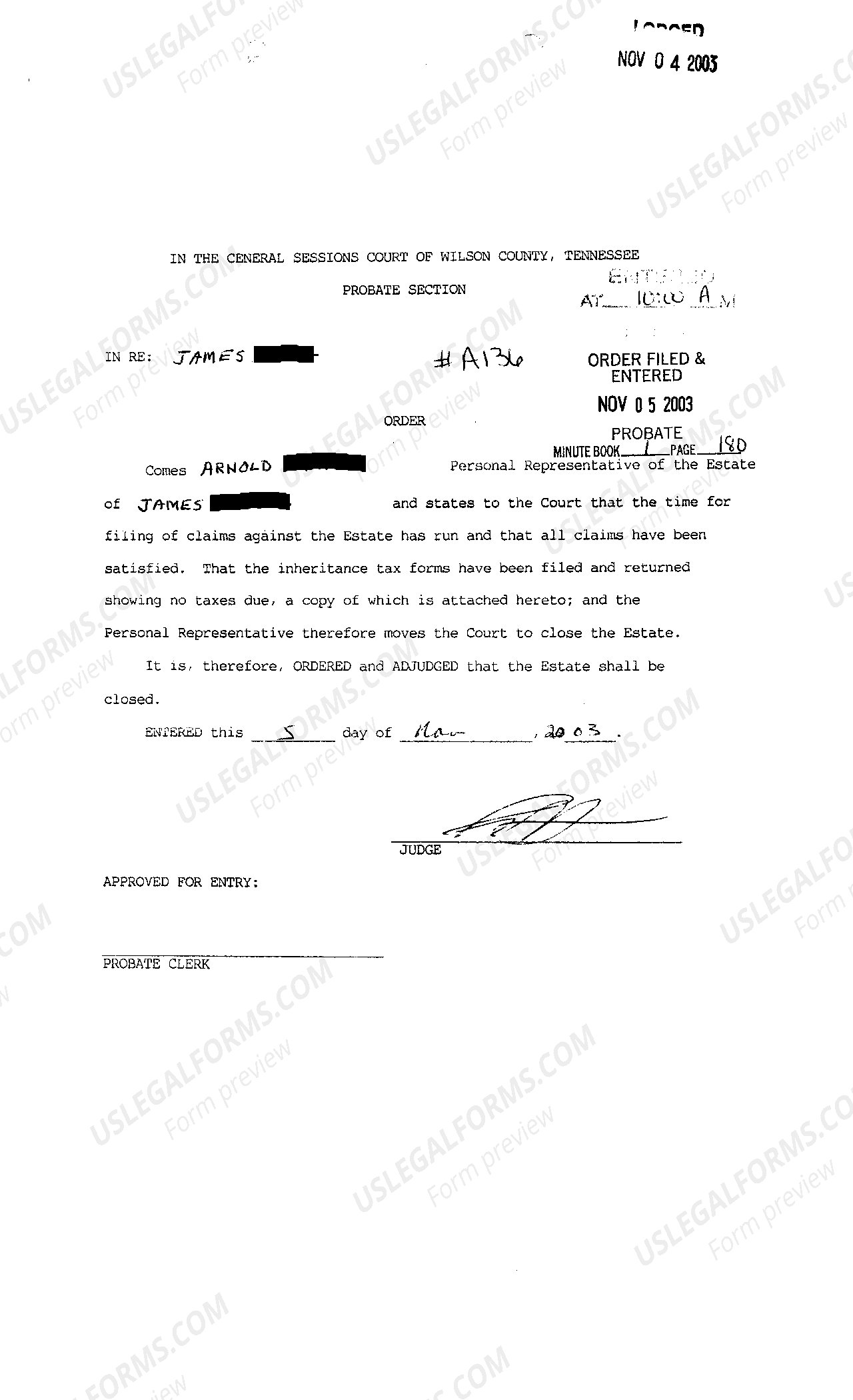 Letters of Testamentary Issued, Creditors Notified in Local Estate