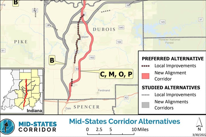 Mid‑States Draft Recommends Two Expressway Routes Through Dubois County