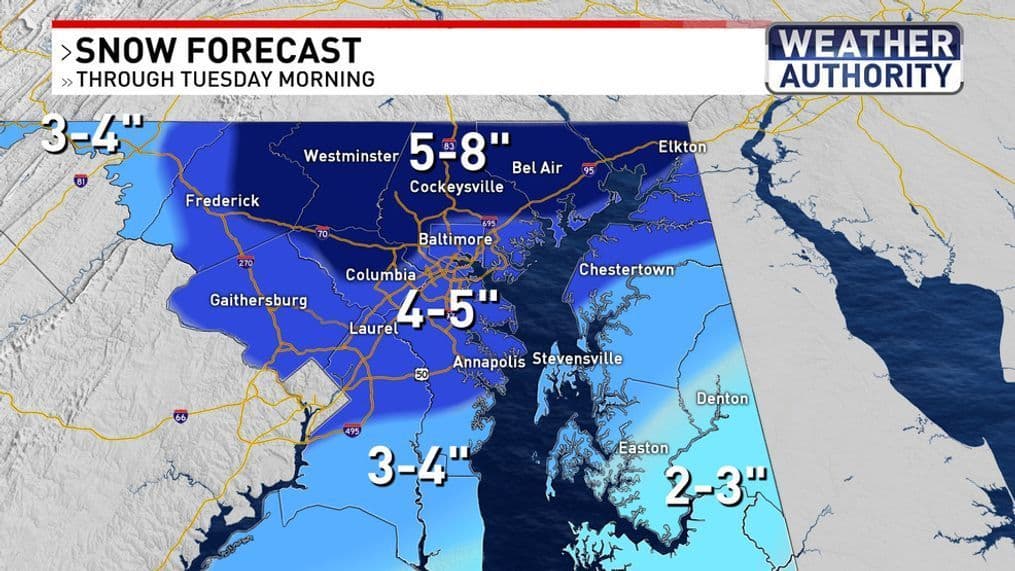 Mid-January wintry mix brings gusty winds to Baltimore region