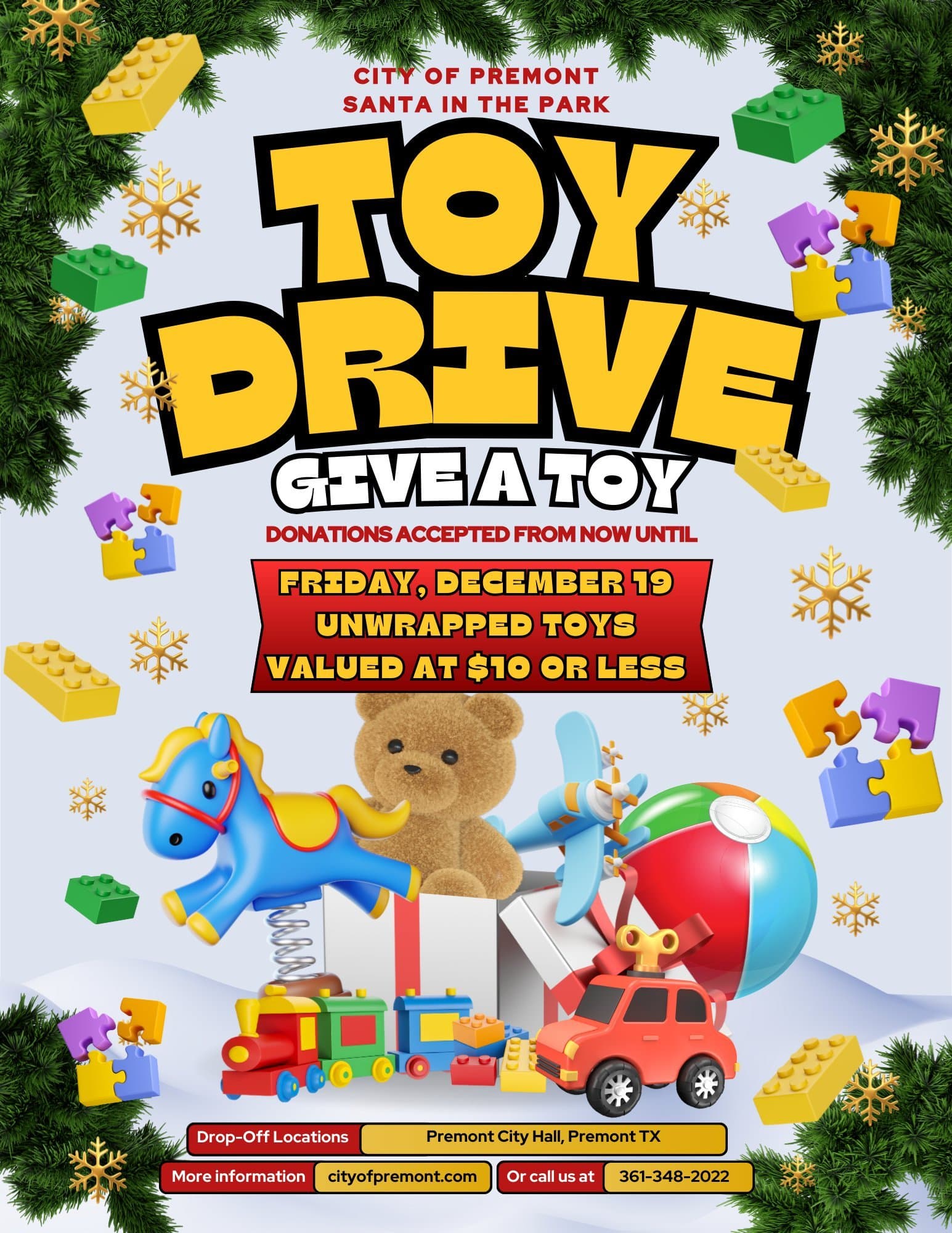 Premont Toy Drive Seeks Donations to Support Santa in the Park