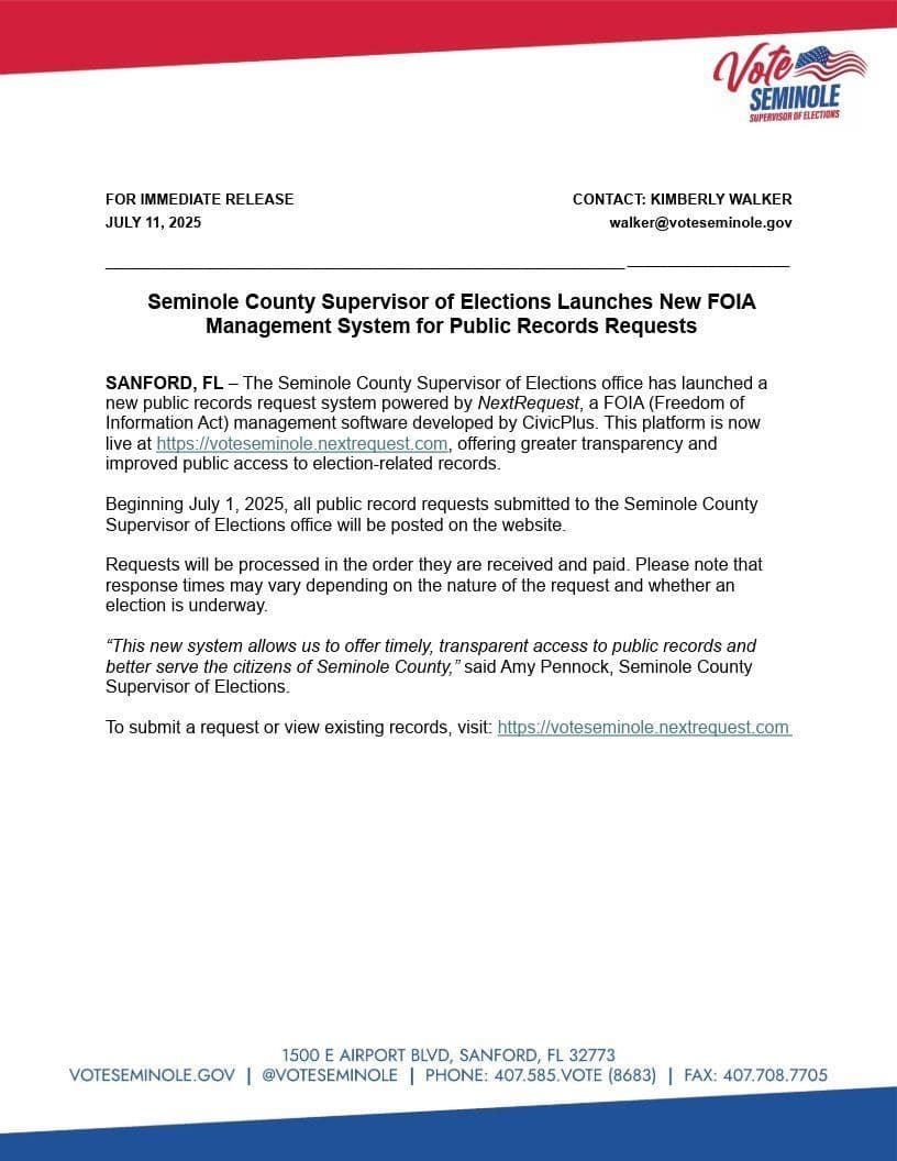 Seminole Supervisor of Elections launches Ballots and Beyond newsletter, offers direct voting updates