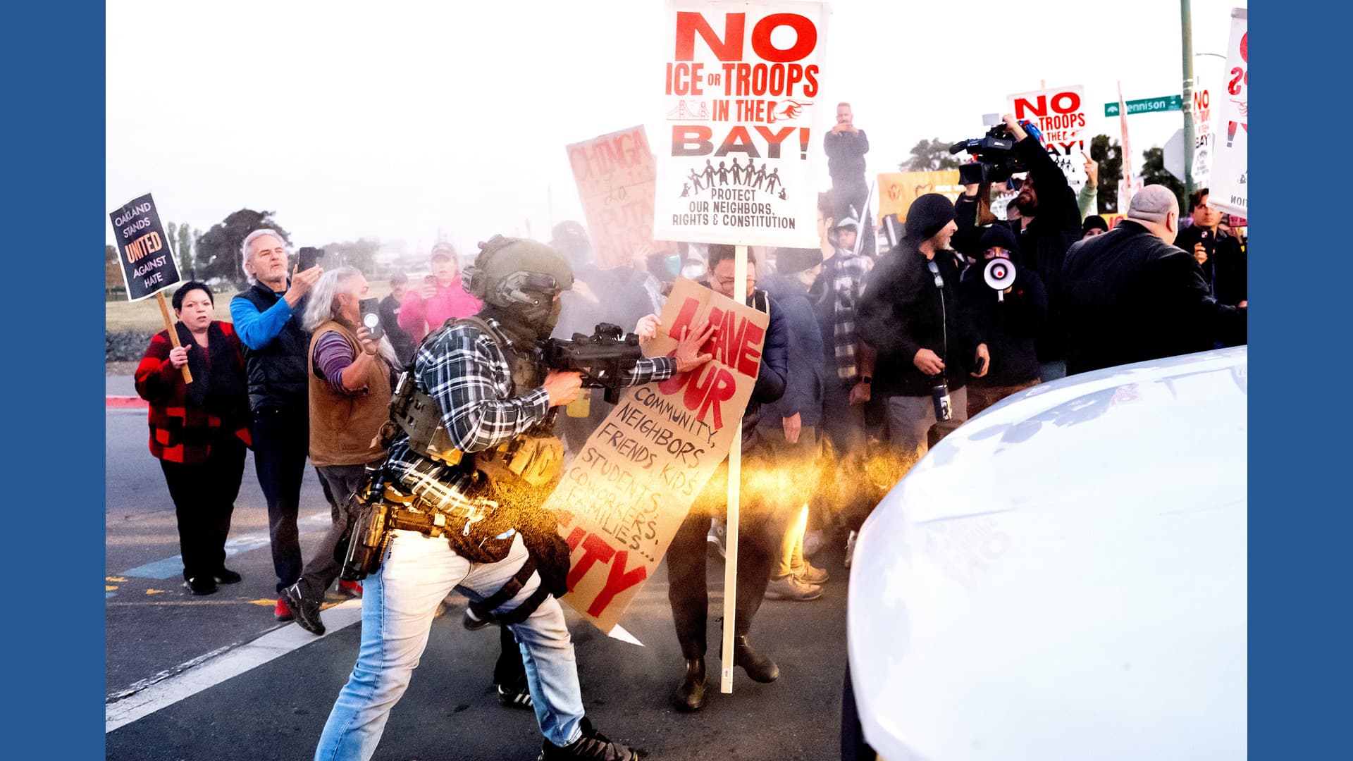 Federal Agents Arrive as Protesters Block Bay Area Coast Guard Base