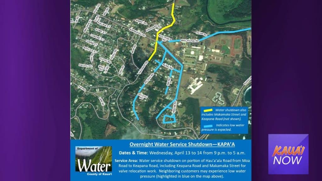 Scheduled Water Upgrade Could Affect Kapaʻa Homes and Visitors