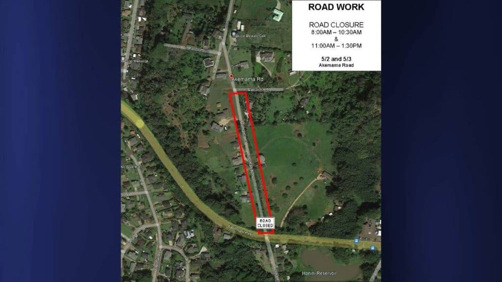 Akemama Road to Close for Repairs, Expect Delays Next Week