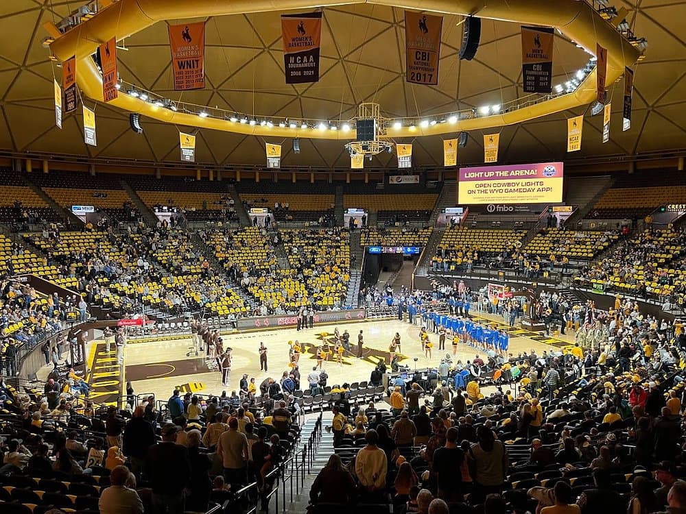 Wyoming hosted South Dakota at Arena Auditorium, boosting local commerce